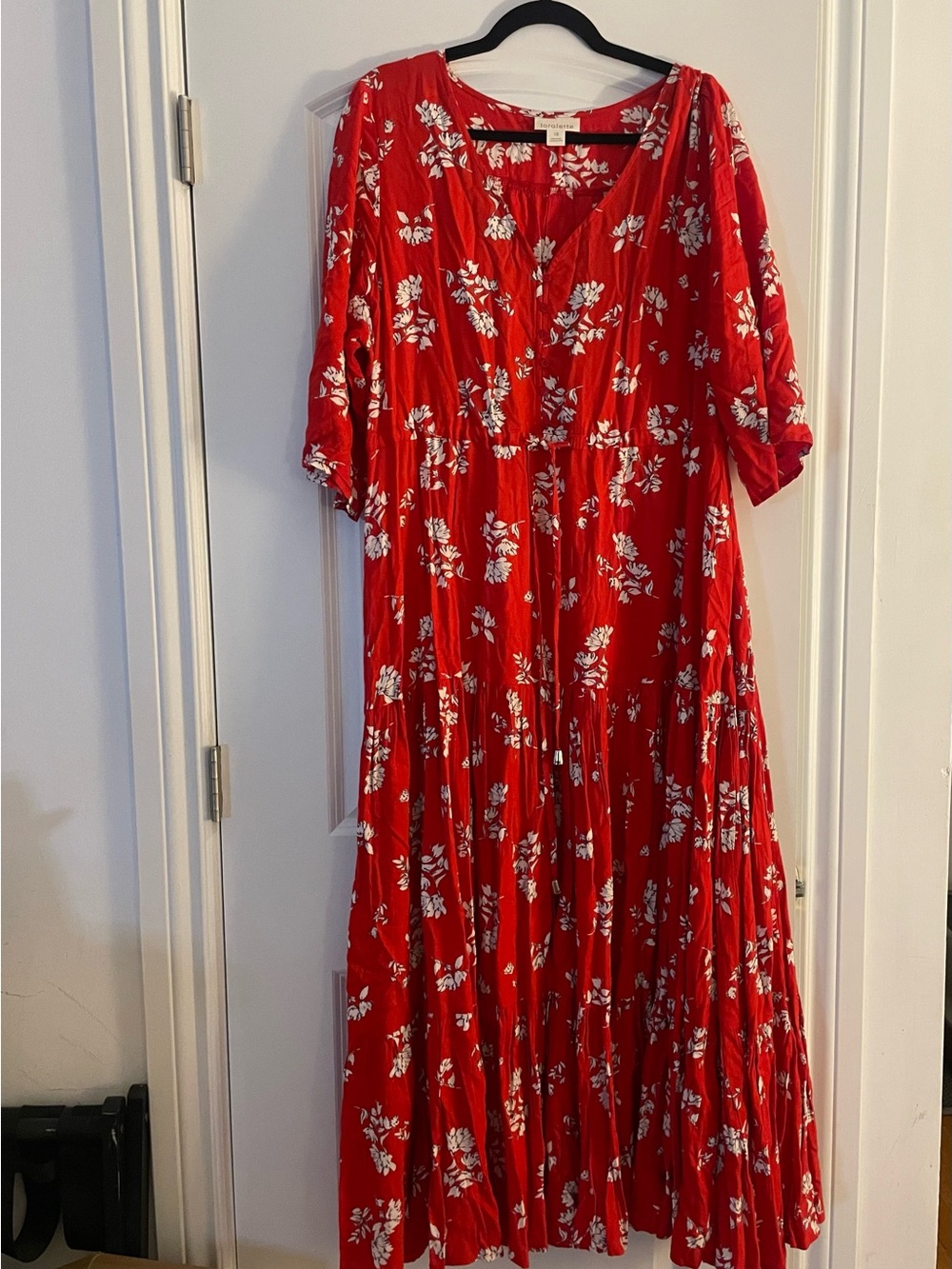 loralette Red Floral Maxi Dress with White Print